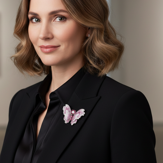 Broșă fluture cu zirconii mov