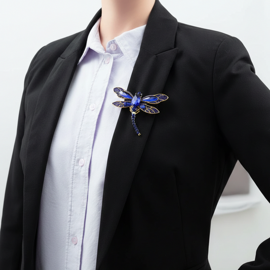 Broșă LIBELULĂ PINETS, culoare aurie cu zirconii albastre