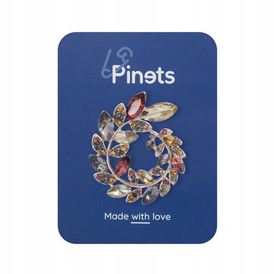 Cunună cu frunze - broșă decorată cu zirconii