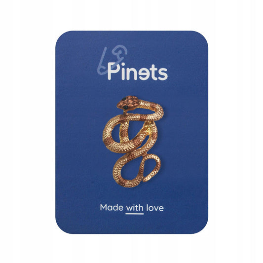 Broșă șarpe aurie cu zirconiu cubic