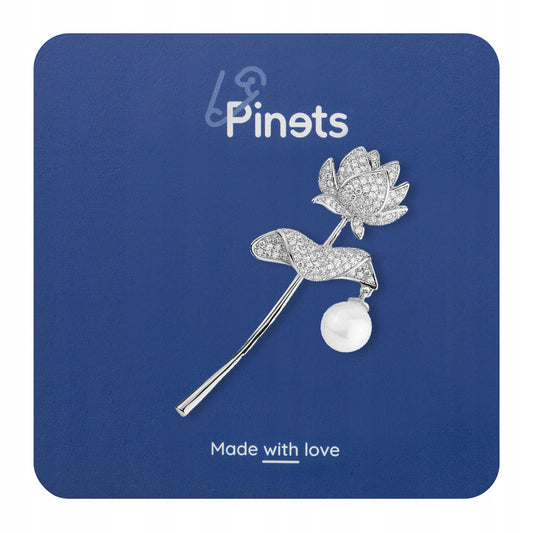 Argint placat cu aur roz cu broșă din aur alb de 14k