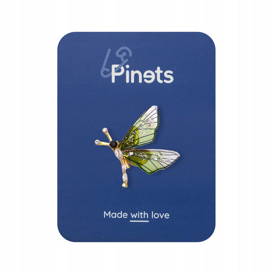 Fluture mic cu aripioare verzi din rășină - broșă