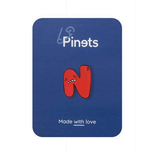 Litera N cu o expresie îngrijorată - ac roșu