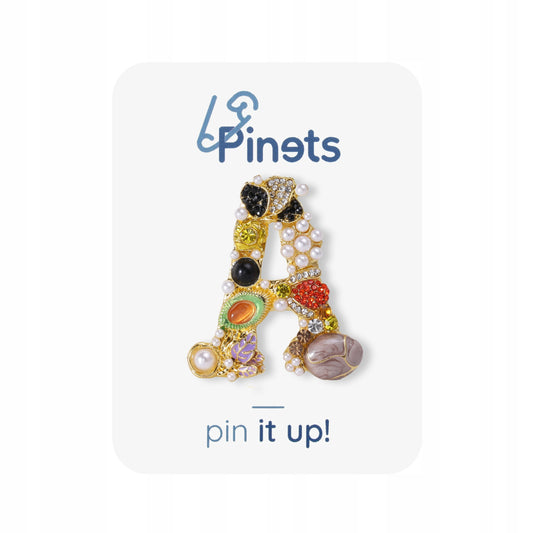 Pandantiv broșă de aur cu litera A