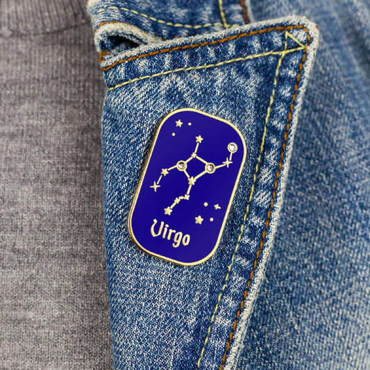 Semn zodiacal Fecioară - broșă cu zirconiu finisată cu aur de 14K