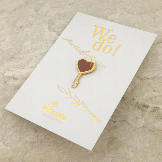 Insignă de nuntă - inimă roz pe cheie - cadou de nuntă