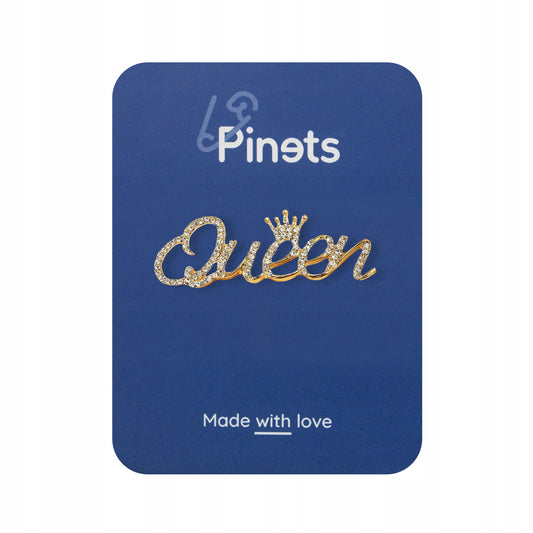 Inscripție de aur a reginei cu coroană - broșă cu zirconiu cubic