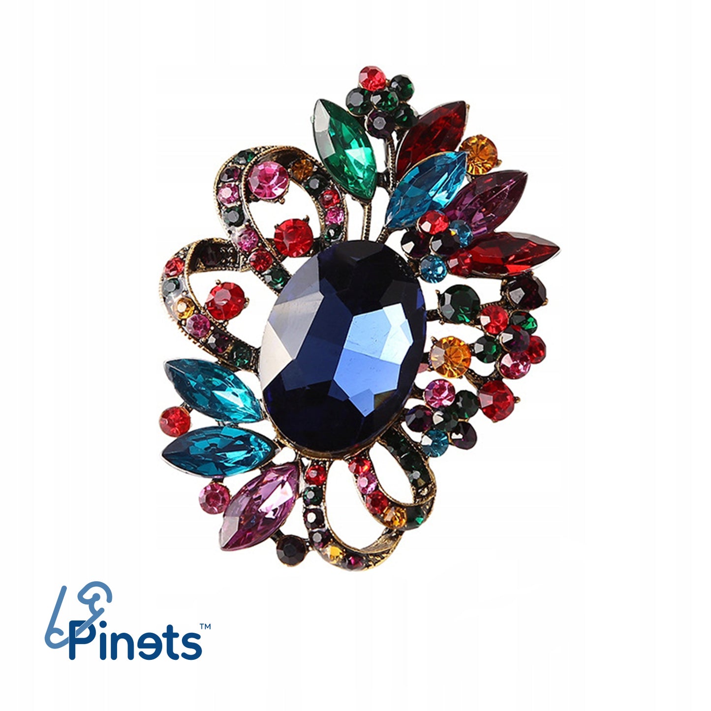 Broșă colorată cu zirconii