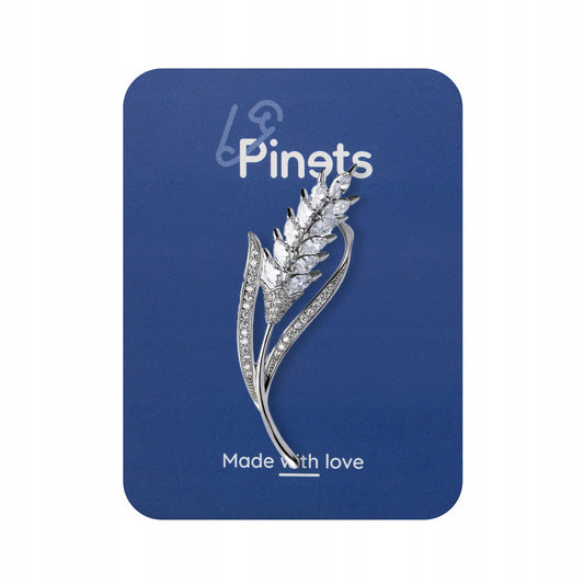 Spicul de grâu - broșă placată cu aur alb de 14K