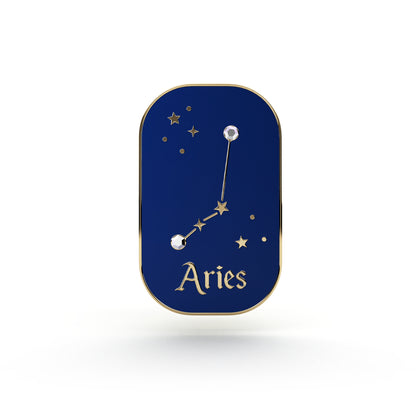 Semn zodiacal Berbec - broșă cu zirconiu finisată cu aur de 14K