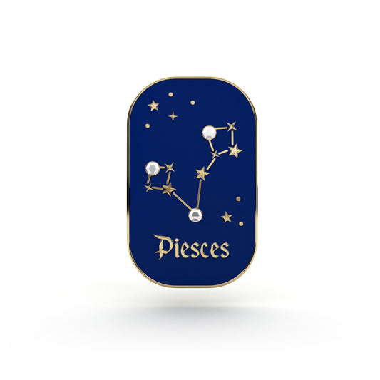 Semn zodiacal Pești - broșă cu zirconiu finisată cu aur de 14K
