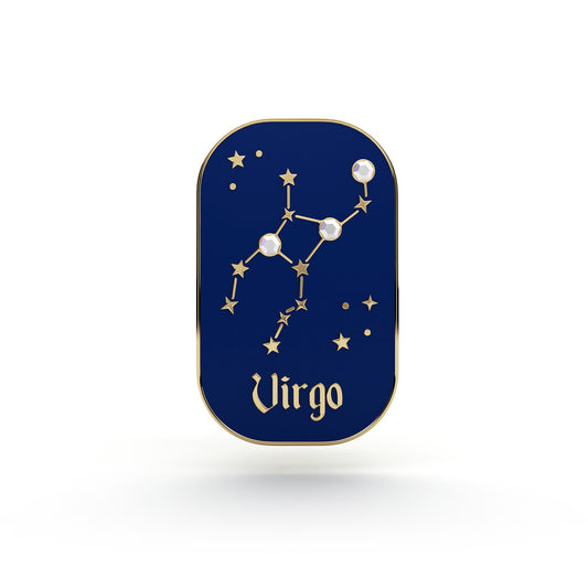 Semn zodiacal Fecioară - broșă cu zirconiu finisată cu aur de 14K