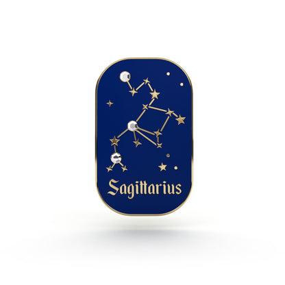 Semn zodiacal Săgetător - broșă cu zirconiu finisată cu aur de 14K