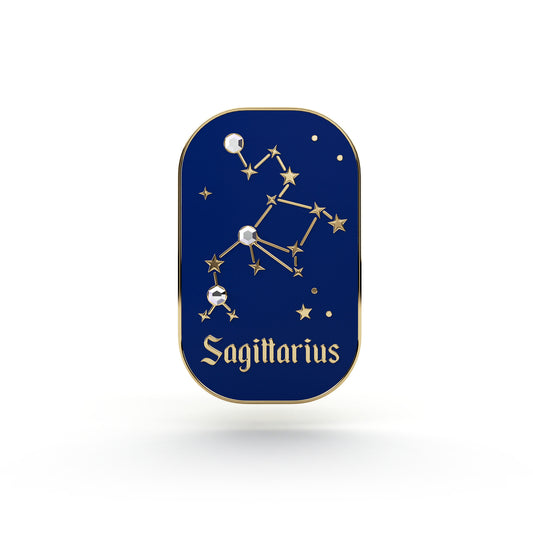 Semn zodiacal Săgetător - broșă cu zirconiu finisată cu aur de 14K
