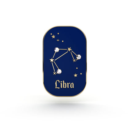 Semn zodiacal Balanță - broșă cu zirconiu finisată cu aur de 14K