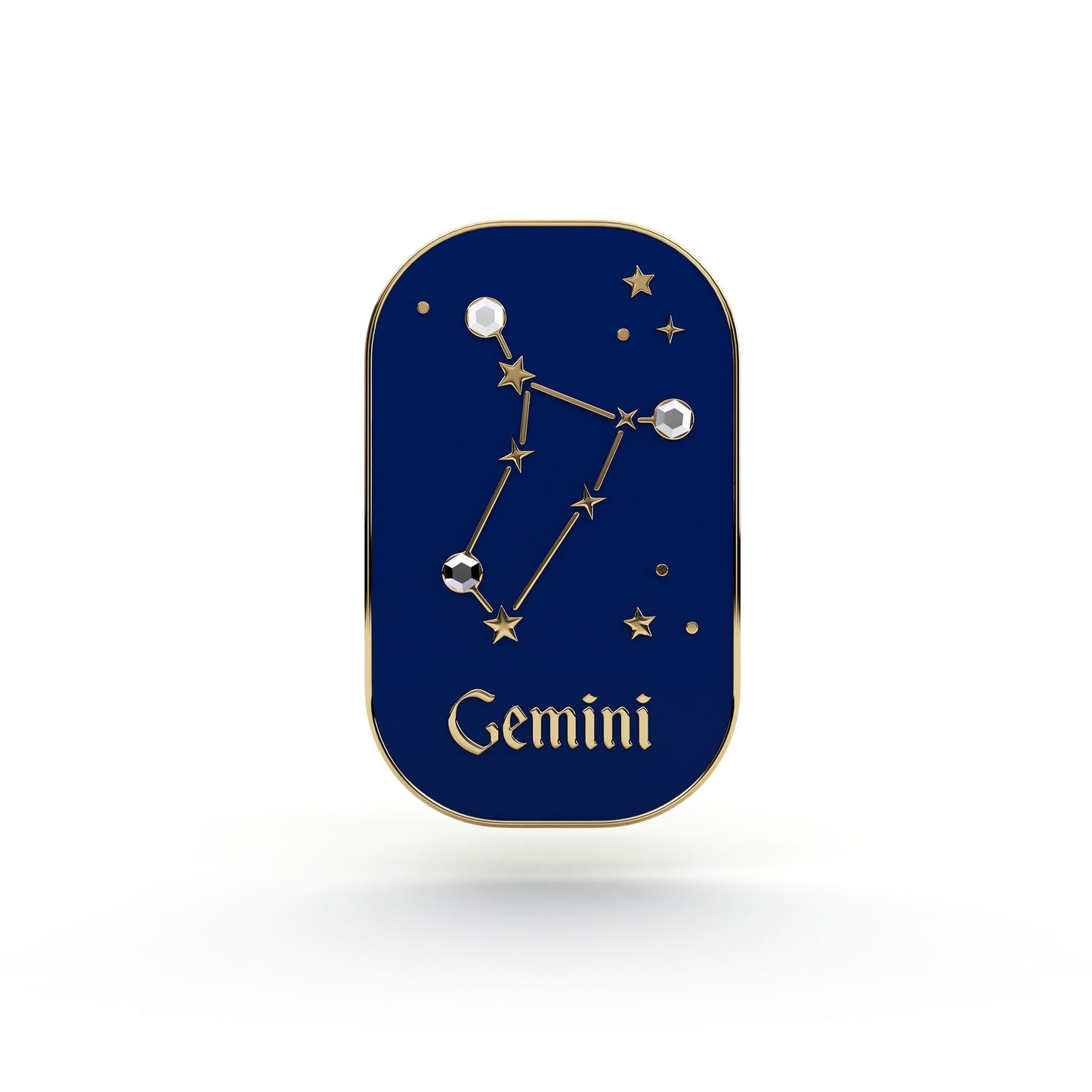 Semn zodiacal Gemeni - broșă cu zirconiu finisată cu aur de 14K
