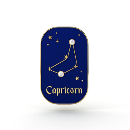 Semn zodiacal Capricorn - broșă cu zirconiu finisată cu aur de 14K
