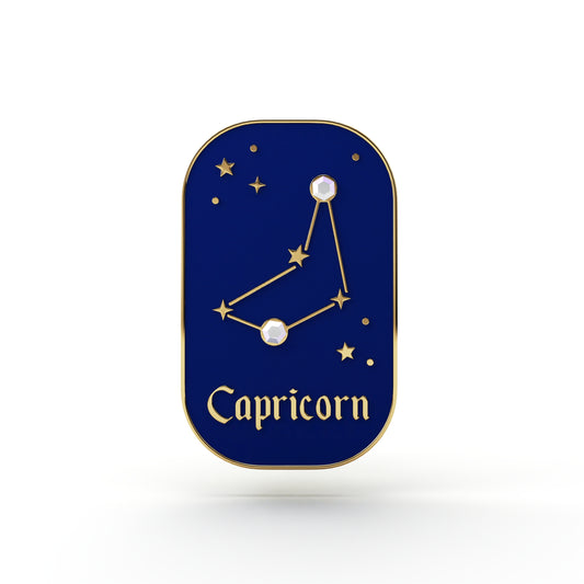 Semn zodiacal Capricorn - broșă cu zirconiu finisată cu aur de 14K