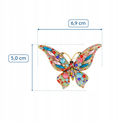 Broszka Motyl Elegancka Kolorowa z Kryształkami Duża Biżuteria Pinets