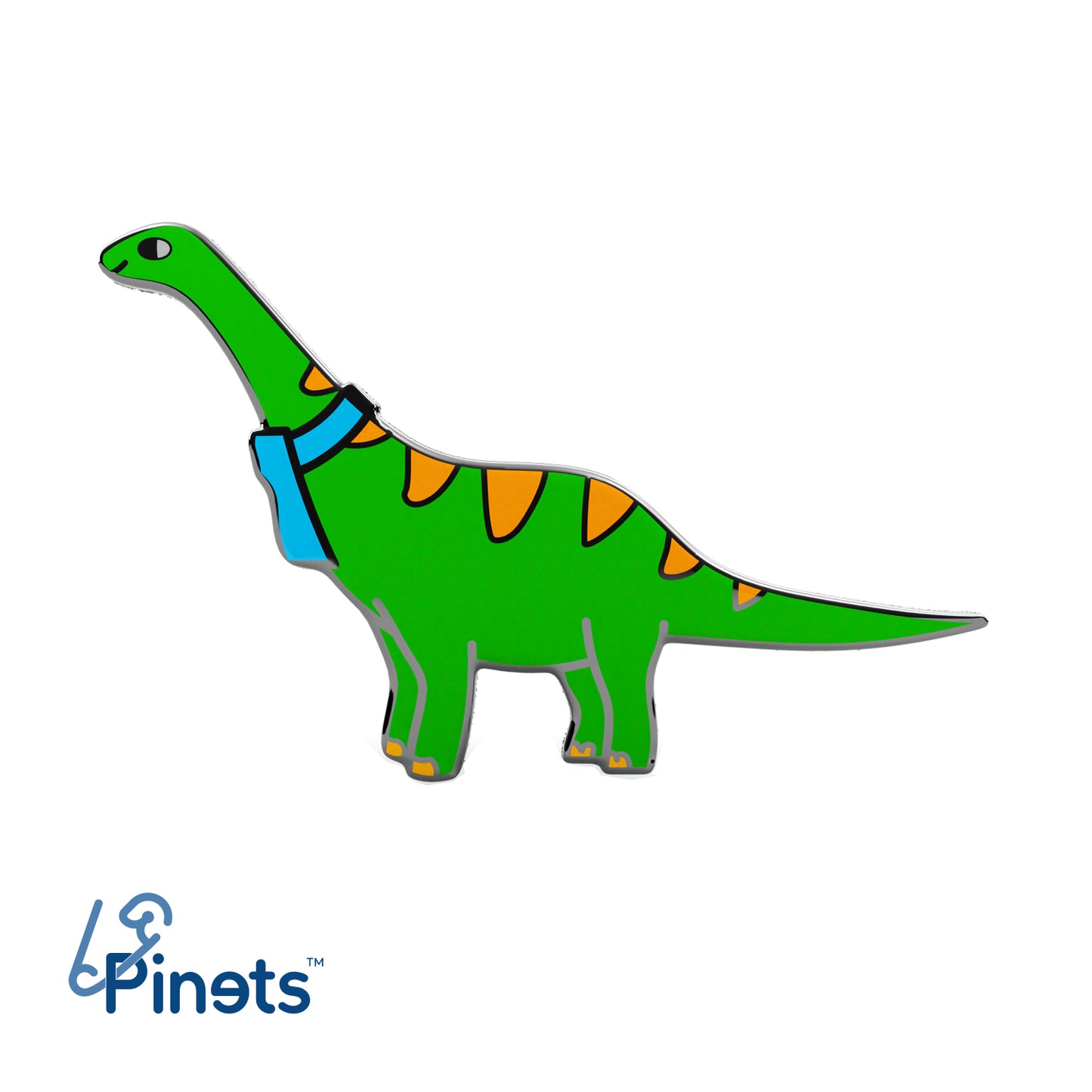 Dinozaur verde cu eșarfă - insignă pentru copil