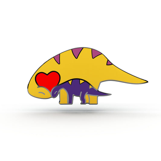 Doi dinozauri cu o inimă - broșă