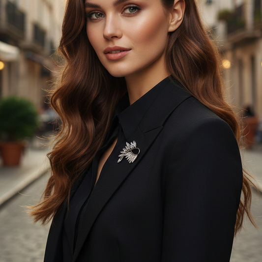 Broșă extraordinară PINETS cu ramură și zirconiu cubic 