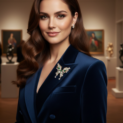 Broșă FLUTURE placată cu aur de 14K și zirconiu cubic 