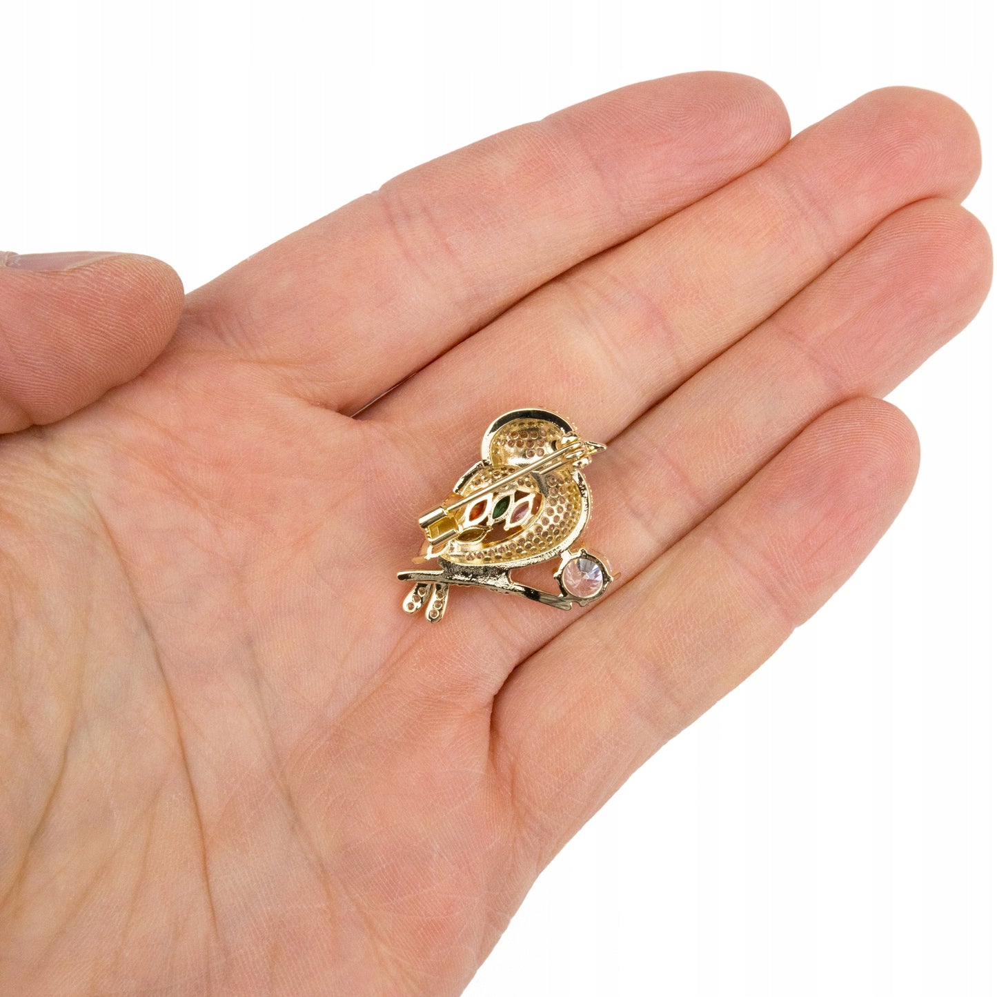 Pasăre vrabie - broșă placată cu aur de 14K