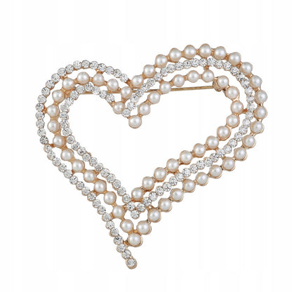 Inimă cu mărgele și zirconii - o broșă pentru îndrăgostiți