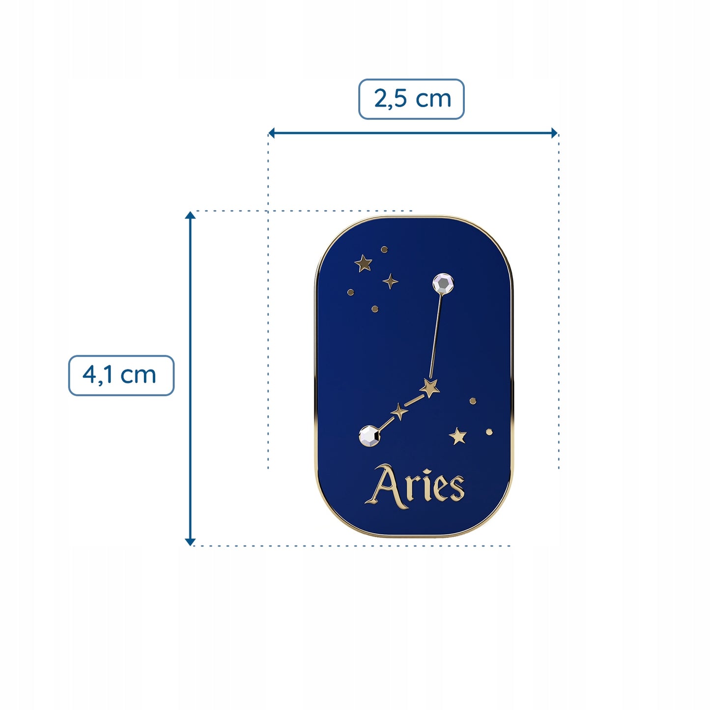 Semn zodiacal Berbec - broșă cu zirconiu finisată cu aur de 14K
