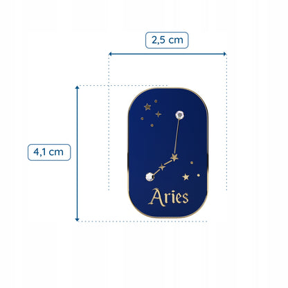 Semn zodiacal Berbec - broșă cu zirconiu finisată cu aur de 14K