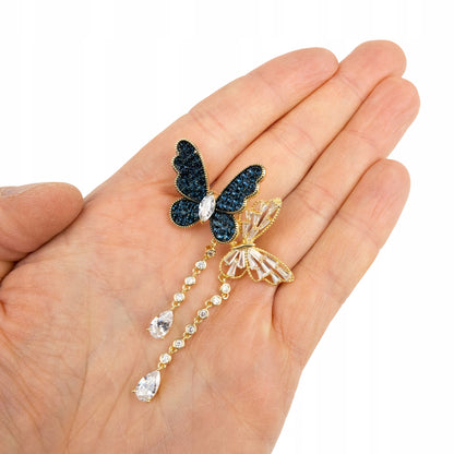 Fluturi cu lanțuri - broșă placată cu aur de 14K