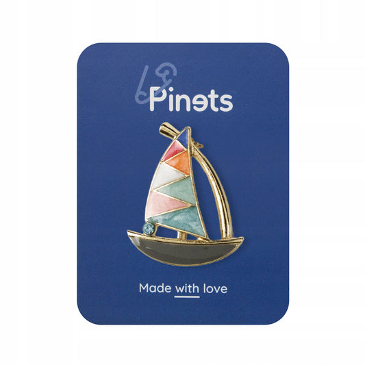 Broșă cu zirconiu cubic - Barcă cu pânze