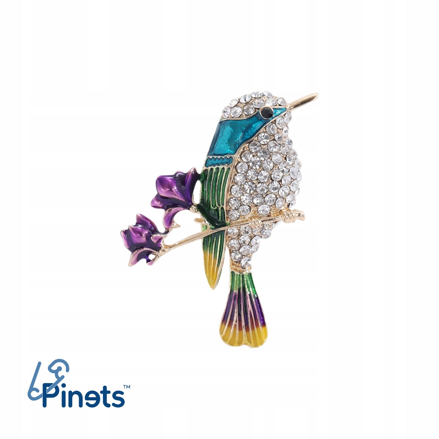 Broșă PINETS Flori de pasăre albastre Pietre decorative