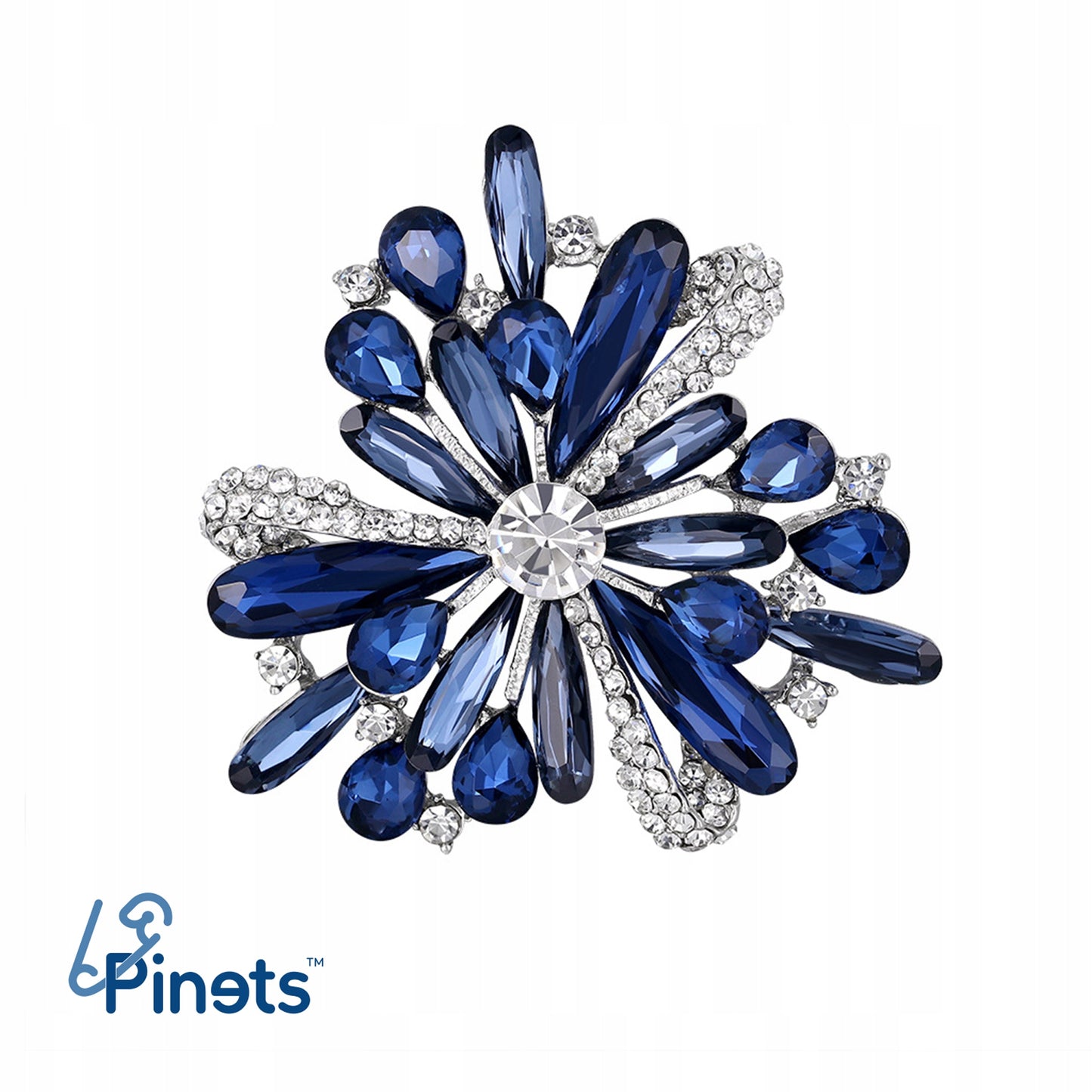 Floare albastră - broșă cu zirconiu cubic