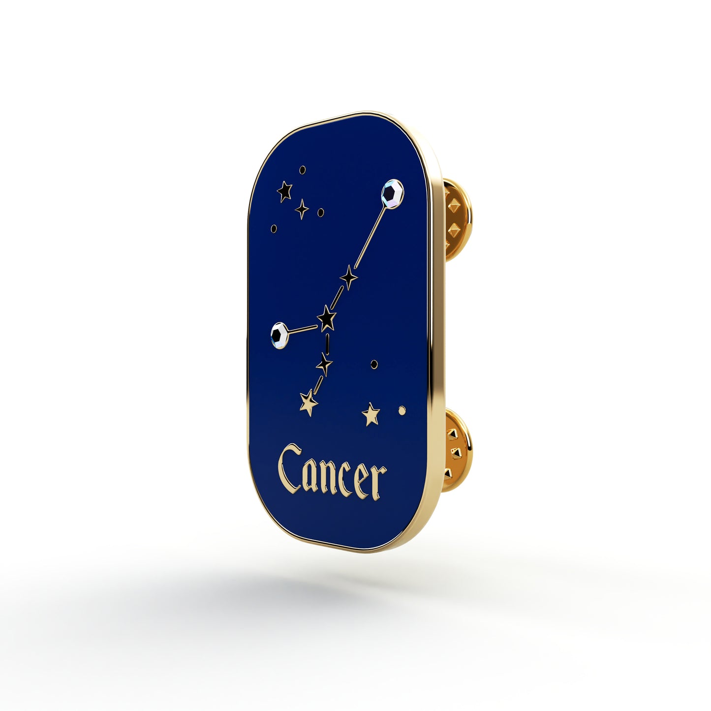 Semn zodiacal Rac - broșă cu zirconiu finisată cu aur de 14K