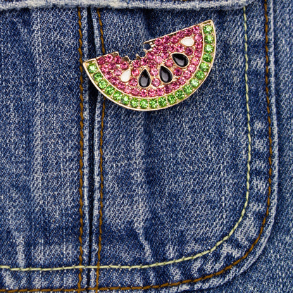 Broșă pepene verde cu zirconiu cubic