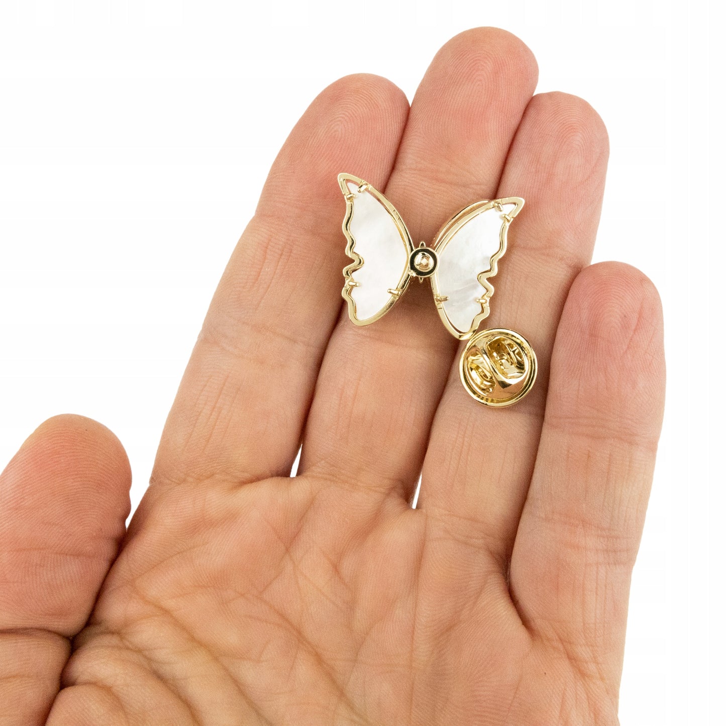 Fluture cu zirconiu cubic - broșă placată cu aur de 14K