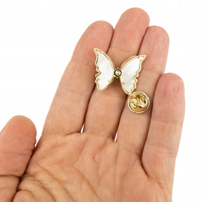 Fluture cu zirconiu cubic - broșă placată cu aur de 14K