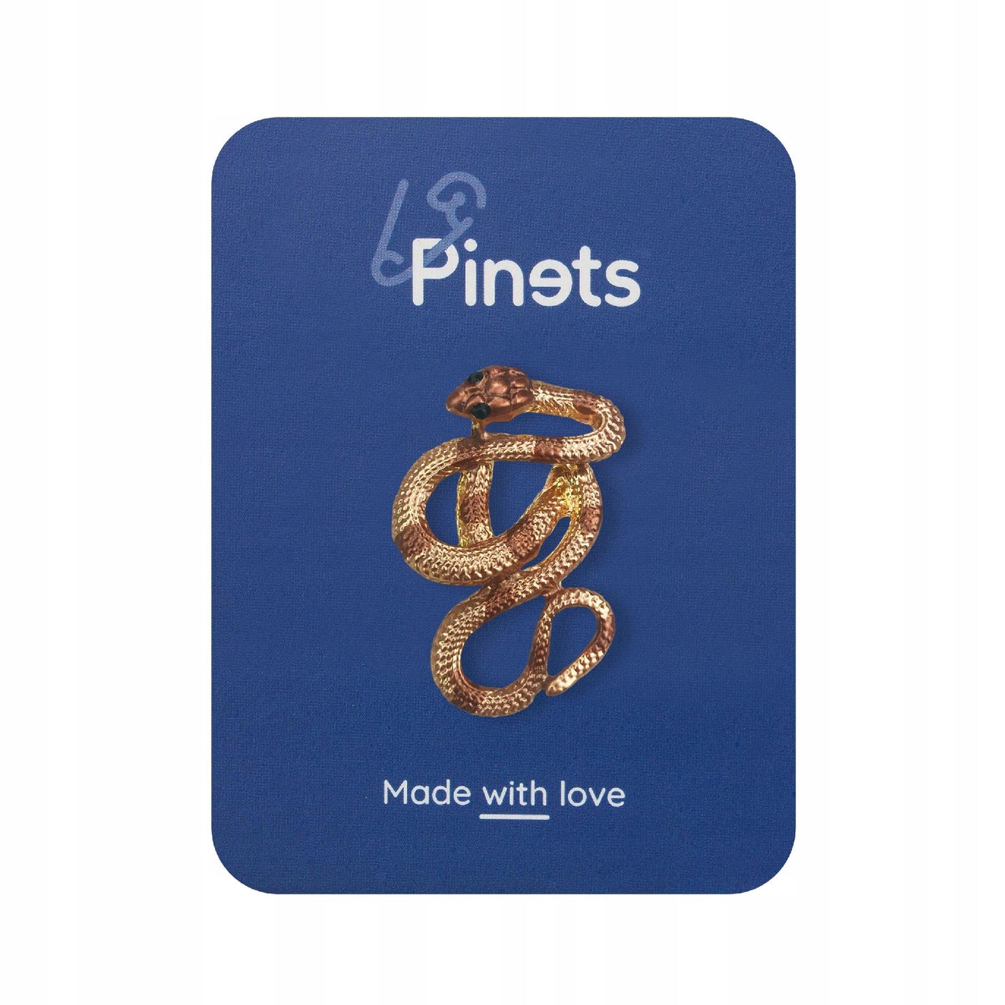 Broșă șarpe aurie cu zirconiu cubic