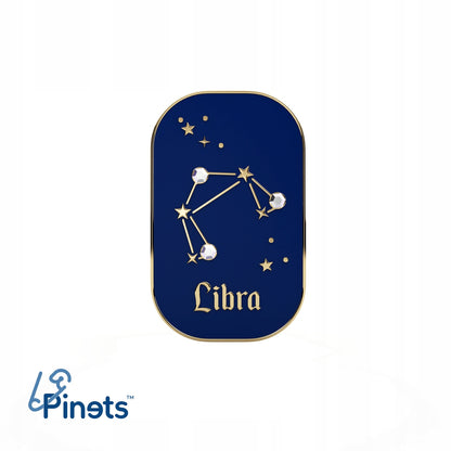 Semn zodiacal Balanță - broșă cu zirconiu finisată cu aur de 14K