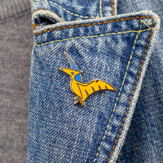 Insignă pentru copii cu dinozaur pterosaur portocaliu