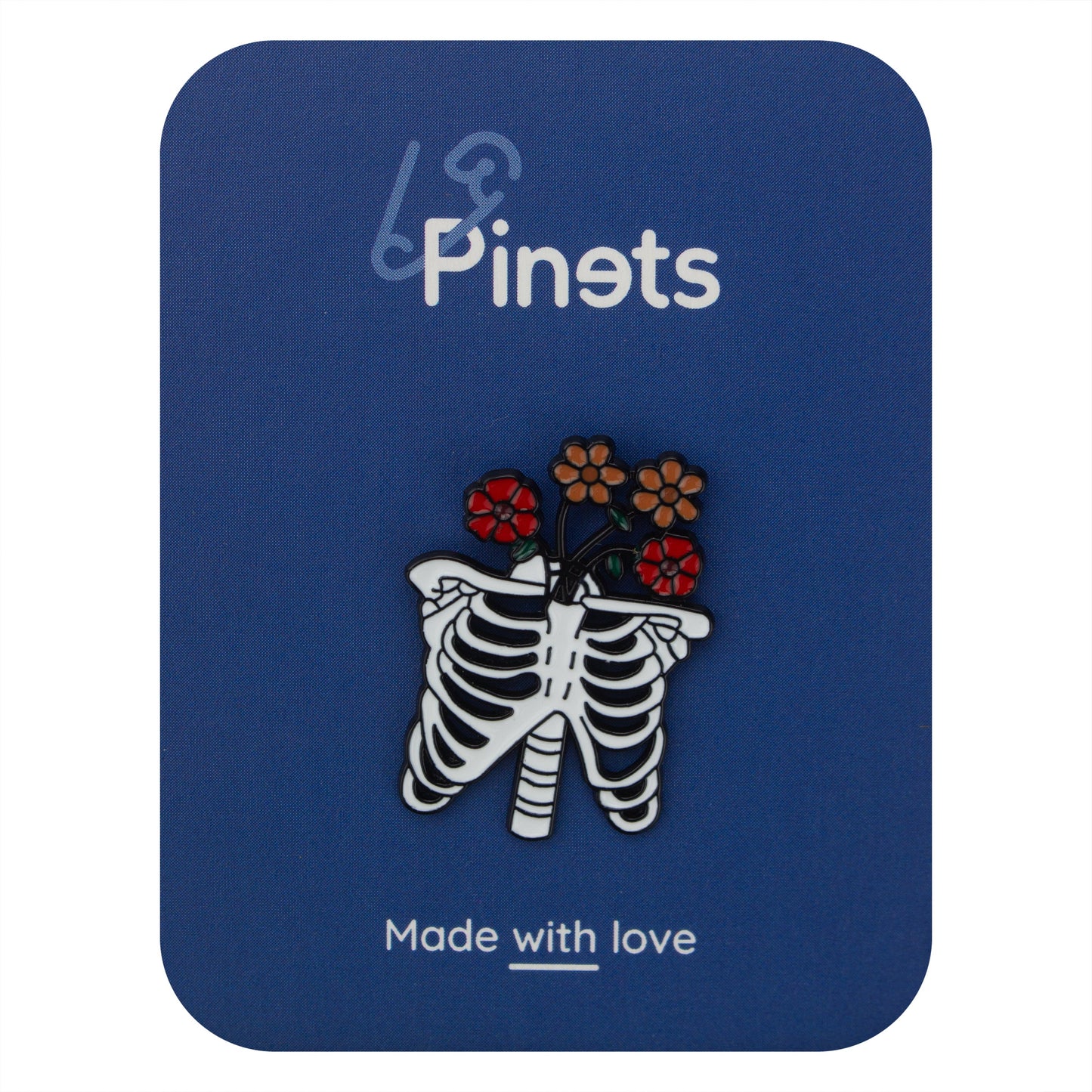 Szkielet z kwiatami przypinka - Pinets Polska