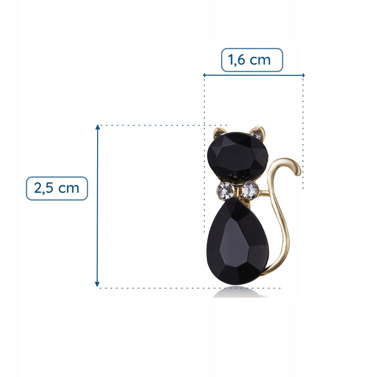 Broșă pisoi neagră cu zirconiu cubic