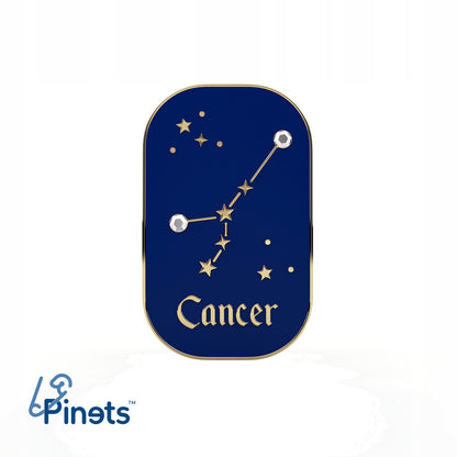Semn zodiacal Rac - broșă cu zirconiu finisată cu aur de 14K