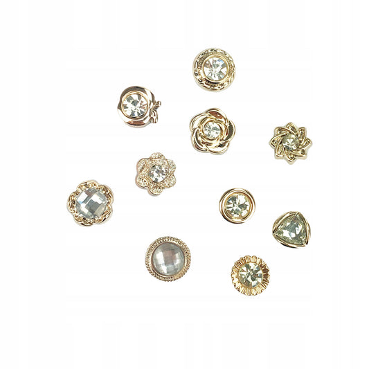 Set de 10 broșe din aur cu zirconii cubice