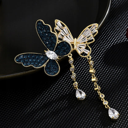 Fluturi cu lanțuri - broșă placată cu aur de 14K