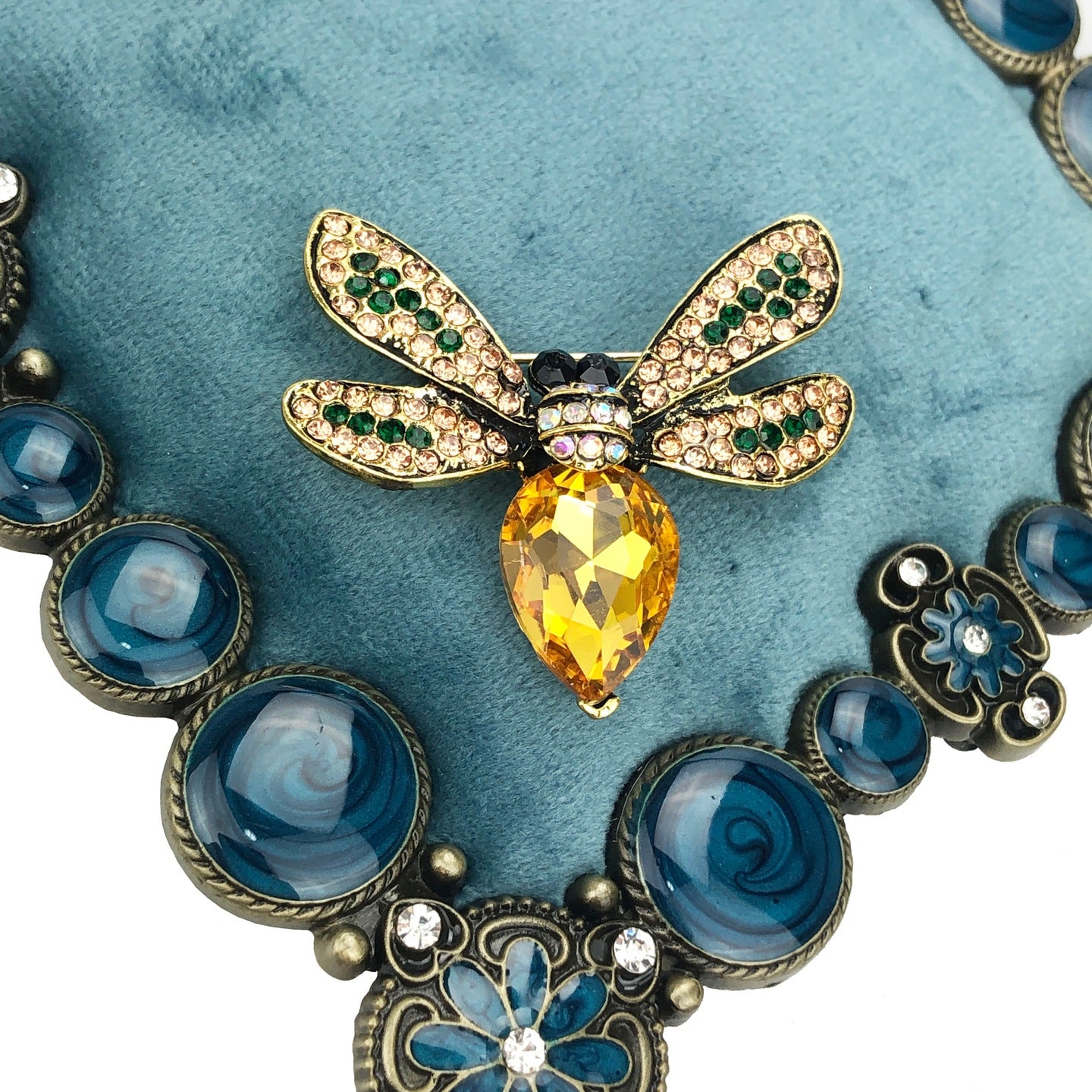 Broșă insectă galbenă cu zirconiu cubic