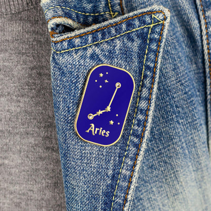 Semn zodiacal Berbec - broșă cu zirconiu finisată cu aur de 14K