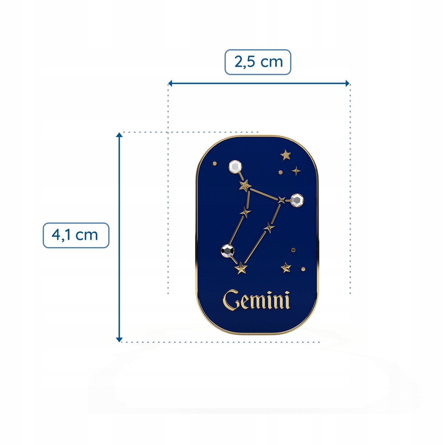 Semn zodiacal Gemeni - broșă cu zirconiu finisată cu aur de 14K